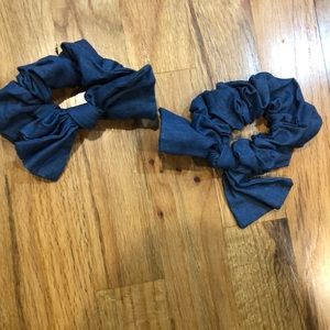 Denim tie scrunched